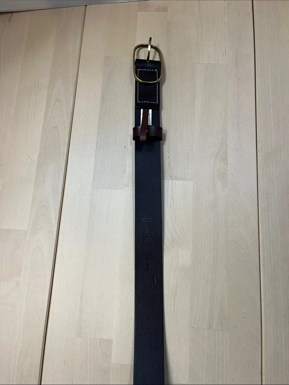 DULUTH Trading Co. Dark Brown Lear Belt w/ Oval Brass Buckle Women’s Large